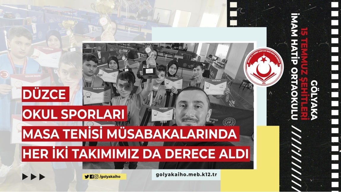 DÜZCE OKUL SPORLARI MASA TENİSİ MÜSABAKALARINDA HER İKİ TAKIMIMIZ DA DERECE ALDI